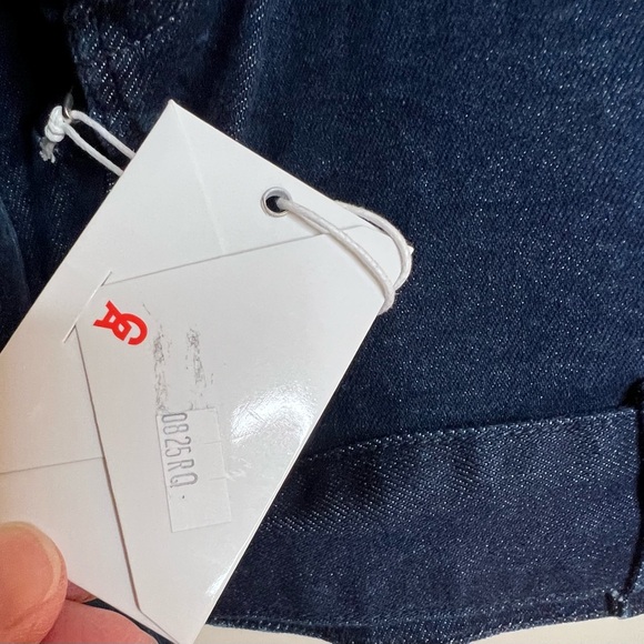 Good American DarkWash 70’s Icon Belted Crop Denim Jacket, Sz 5,  XXL. NWT - Picture 5 of 7